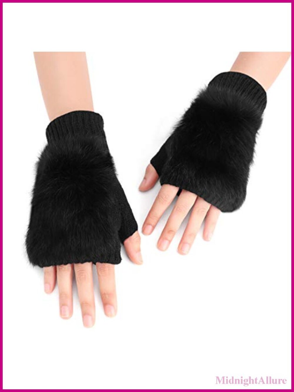 Fingerless Knitted Gloves Faux Fur Acrylic Plush Texting Driving